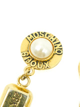 Moschino Gold Bar Earrings Accessory arcadeshops.com
