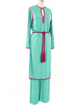 Albert Capraro Teal Tunic Lounge Ensemble Suit arcadeshops.com