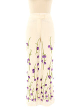 Lavender Pom Pom Floral Trousers Bottom arcadeshops.com