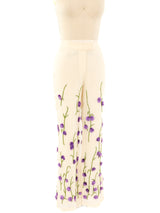 Lavender Pom Pom Floral Trousers Bottom arcadeshops.com
