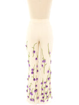Lavender Pom Pom Floral Trousers Bottom arcadeshops.com