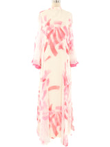 Pink Brushstroke Printed Hostess Gown Dress arcadeshops.com