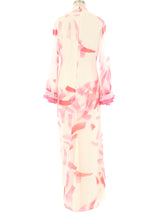 Pink Brushstroke Printed Hostess Gown Dress arcadeshops.com
