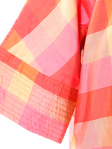 Thai Silk Pink Check Caftan Dress arcadeshops.com