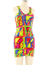 1991 Gianni Versace Love Printed Mini Dress Dress arcadeshops.com