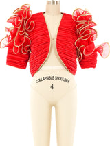 Ruffled Pleat Red Bolero Jacket arcadeshops.com