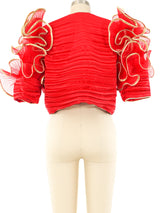 Ruffled Pleat Red Bolero Jacket arcadeshops.com