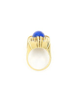 18k Basket Weave Lapis Cabochon Ring Fine Jewelry arcadeshops.com