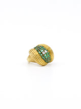 18k Emerald Set Fluted Dome Cocktail Ring Fine Jewelry arcadeshops.com