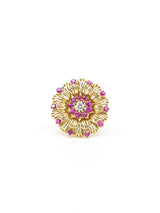 Ruby and Diamond Flower Ring Fine Jewelry arcadeshops.com