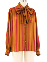 Yves Saint Laurent Striped Silk Shirt Top arcadeshops.com