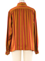 Yves Saint Laurent Striped Silk Shirt Top arcadeshops.com