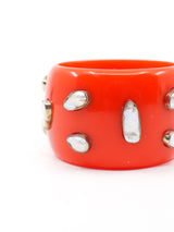 Pearl Studded Orange Resin Bangle Accessory arcadeshops.com