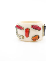 Coral Studded Ivory Resin Bangle Accessory arcadeshops.com