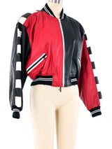 Colorblock Leather Bomber Jacket Jacket arcadeshops.com