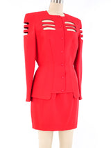 Thierry Mugler Red Cutout Skirt Suit Suit arcadeshops.com