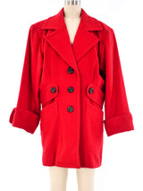 Yves Saint Laurent Red Wool Peacoat Outerwear arcadeshops.com