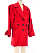 Yves Saint Laurent Red Wool Peacoat Outerwear arcadeshops.com