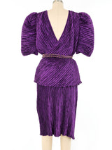 Mary McFadden Violet Plisse Skirt Ensemble Suit arcadeshops.com
