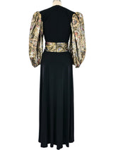 Leonard Paris Brocade Puff Sleeve Gown Dress arcadeshops.com