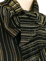 Adolfo Metallic Striped Silk Blouse Top arcadeshops.com