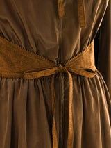 Suede Trimmed Silk Jumpsuit Jumpsuit arcadeshops.com