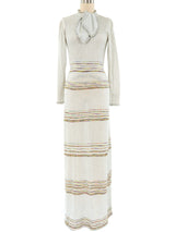 Rainbow Striped Metallic Knit Maxi Dress Dress arcadeshops.com