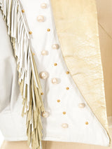 Faux Pearl Embellished Cropped Leather Jacket Jacket arcadeshops.com