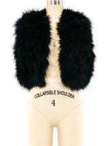 Cropped Black Marabou Feather Vest Jacket arcadeshops.com