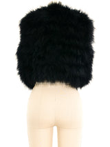 Cropped Black Marabou Feather Vest Jacket arcadeshops.com