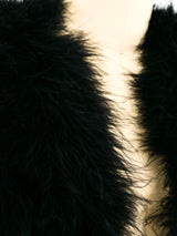 Cropped Black Marabou Feather Vest Jacket arcadeshops.com