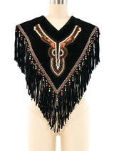 Fringed Suede Poncho Top arcadeshops.com