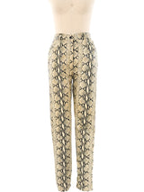 Snakeskin Printed Leather Pants Bottom arcadeshops.com