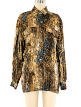 Escada Animal Printed Silk Blouse Top arcadeshops.com