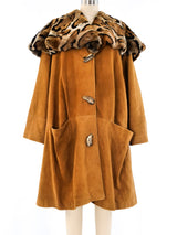 Fur Collar Suede Swing Coat Outerwear arcadeshops.com