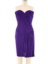 Vicky Tiel Ruched Purple Mini Dress Dress arcadeshops.com