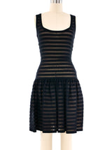 Alaia Striped Mesh Fit and Flare Dress Dress arcadeshops.com