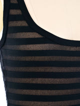 Alaia Striped Mesh Fit and Flare Dress Dress arcadeshops.com