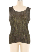 Issey Miyake Pleats Please Metallic Plisse Tank Top arcadeshops.com