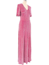 Metallic Pink Pleated Maxi Dress Dress arcadeshops.com