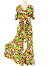 Galanos Floral Printed Palazzo Jumpsuit Jumpsuit arcadeshops.com