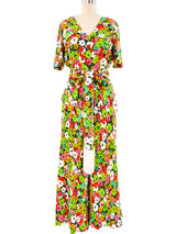 Galanos Floral Printed Palazzo Jumpsuit Jumpsuit arcadeshops.com