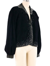 Halston Stud Embellished Ultrasuede Jacket Jacket arcadeshops.com