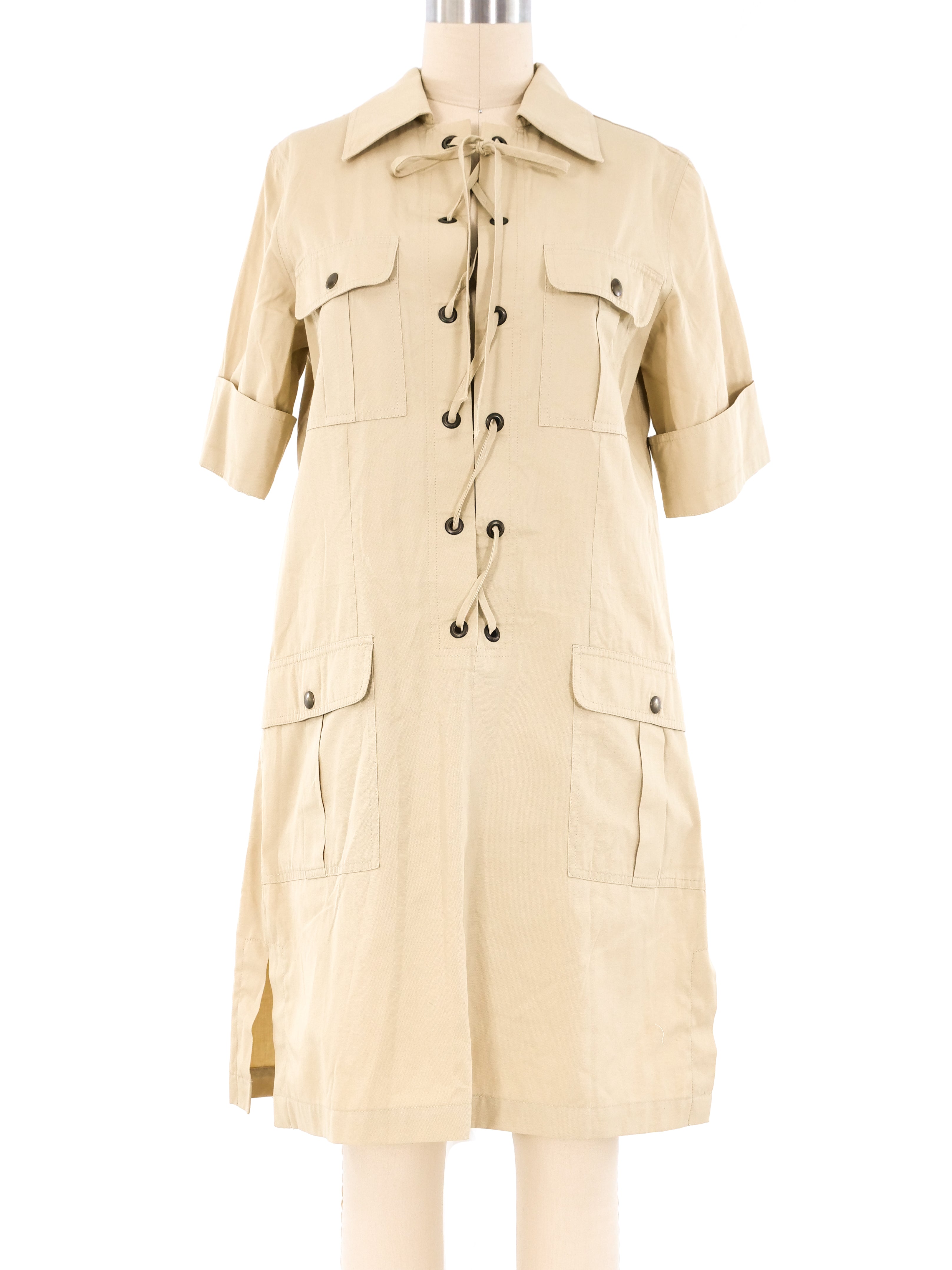Yves Saint Laurent Lace Up Safari Dress Yves Saint Laurent Lace Up Safari Dress