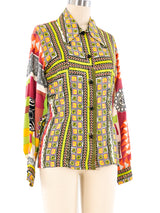 Todd Oldham Graphic Printed Silk Blouse Top arcadeshops.com