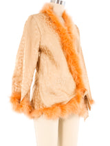 Christian Dior Marabou Feather Trimmed Satin Robe Jacket arcadeshops.com