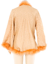 Christian Dior Marabou Feather Trimmed Satin Robe Jacket arcadeshops.com