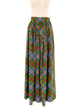 Yves Saint Laurent Basketweave Printed Maxi Skirt Bottom arcadeshops.com