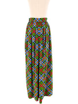 Yves Saint Laurent Basketweave Printed Maxi Skirt Bottom arcadeshops.com