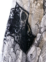 Galanos Lace Trimmed Floral Blouse Top arcadeshops.com